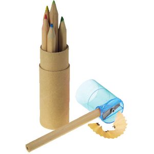 Coloured Pencil Set Of 6 With Sharpener