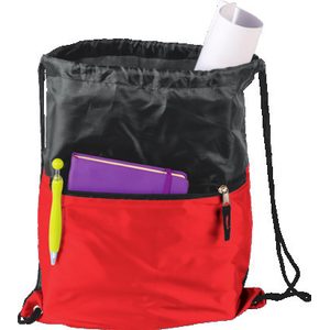 Drawstring Sport Bag With Zip Pocket 210D