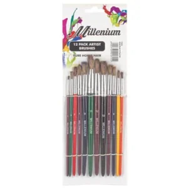 Academy Millenium Artist Paint Brushes - Small Horse Hair Set Sizes 1-12