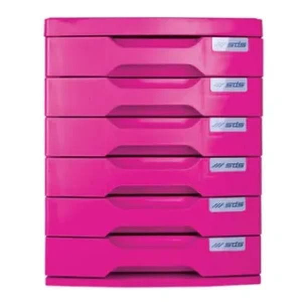 SDS 6 Desk Drawer Filing System Pink